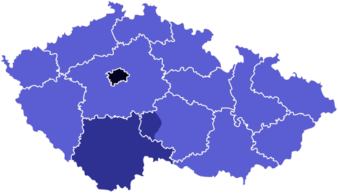 Mapa distribučních oblastí pro plyn
